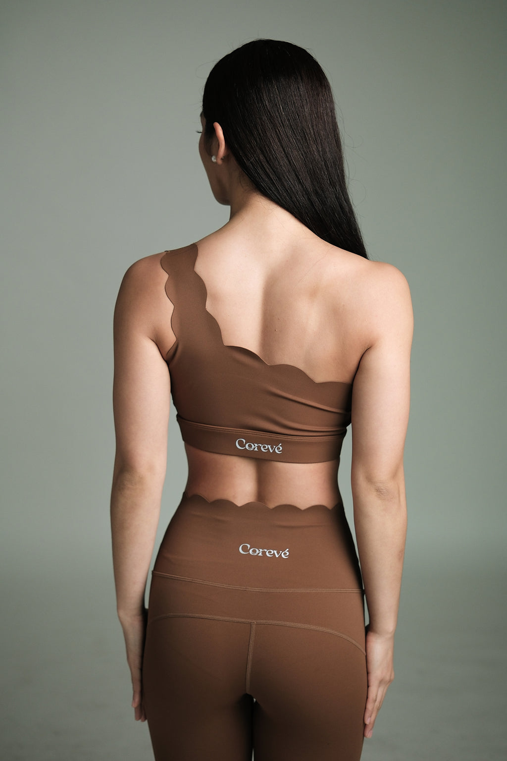 CORE LUXE ONE SHOULDER TOP CHESTNUT