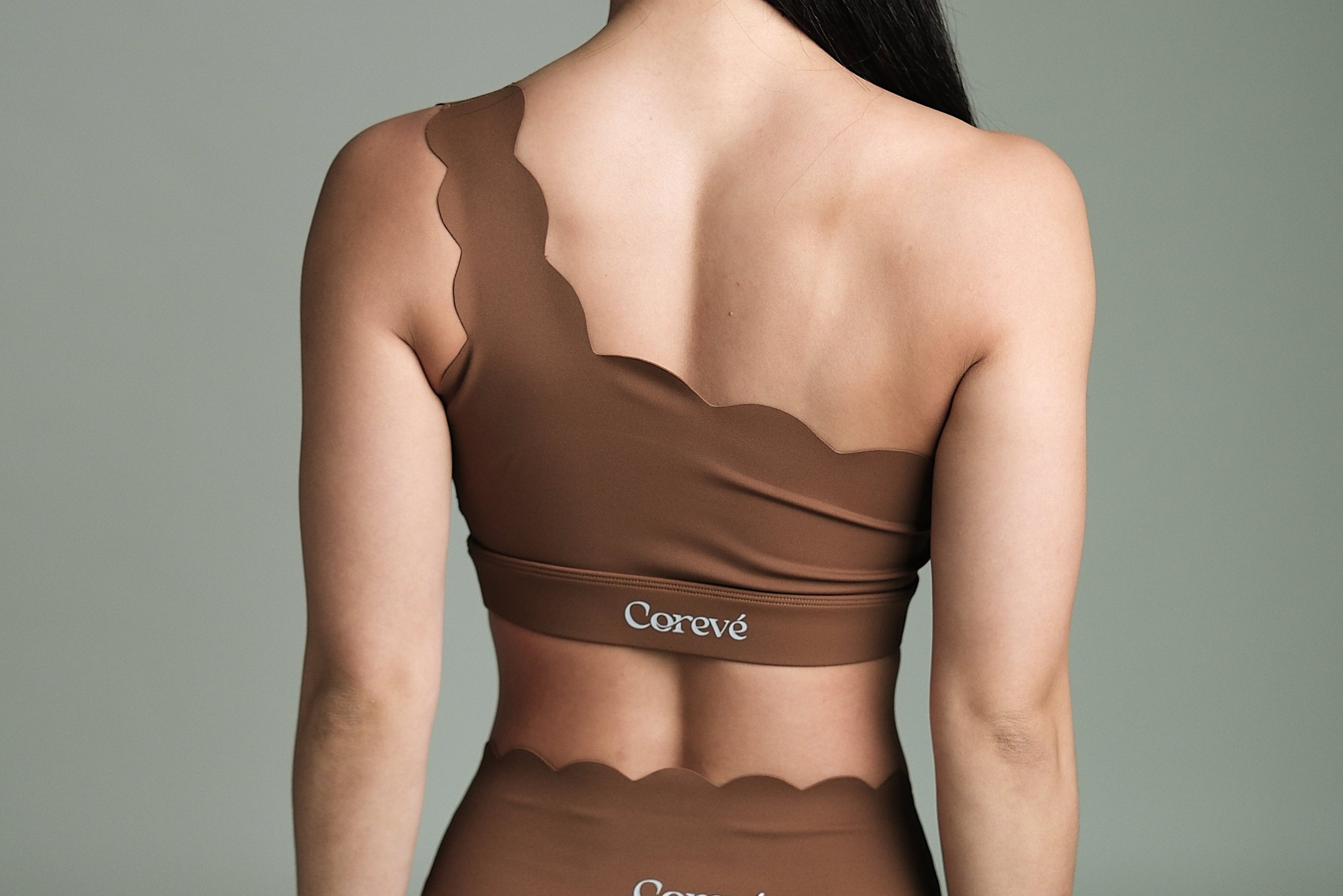 CORE LUXE ONE SHOULDER TOP CHESTNUT