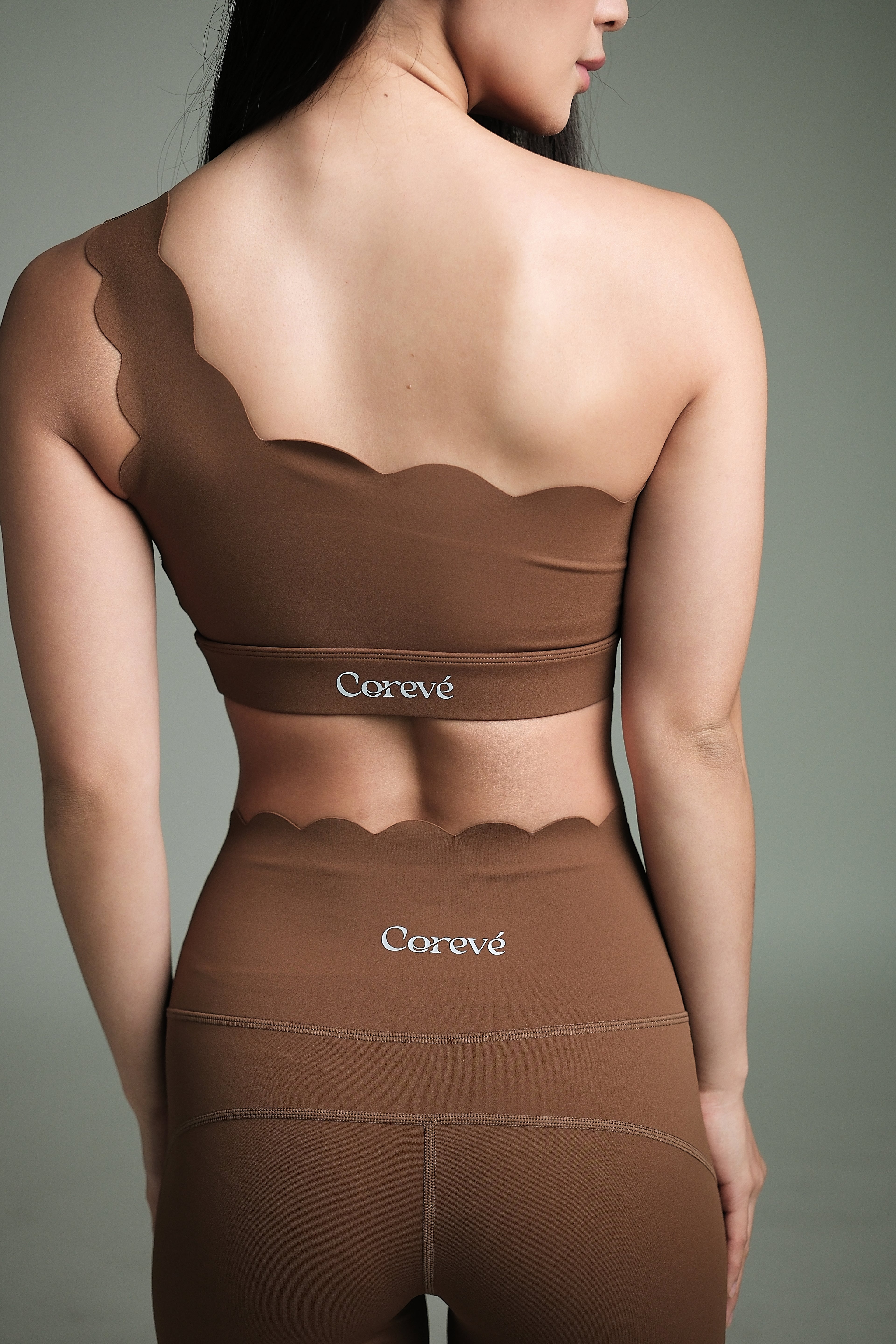 CORE LUXE ONE SHOULDER TOP CHESTNUT