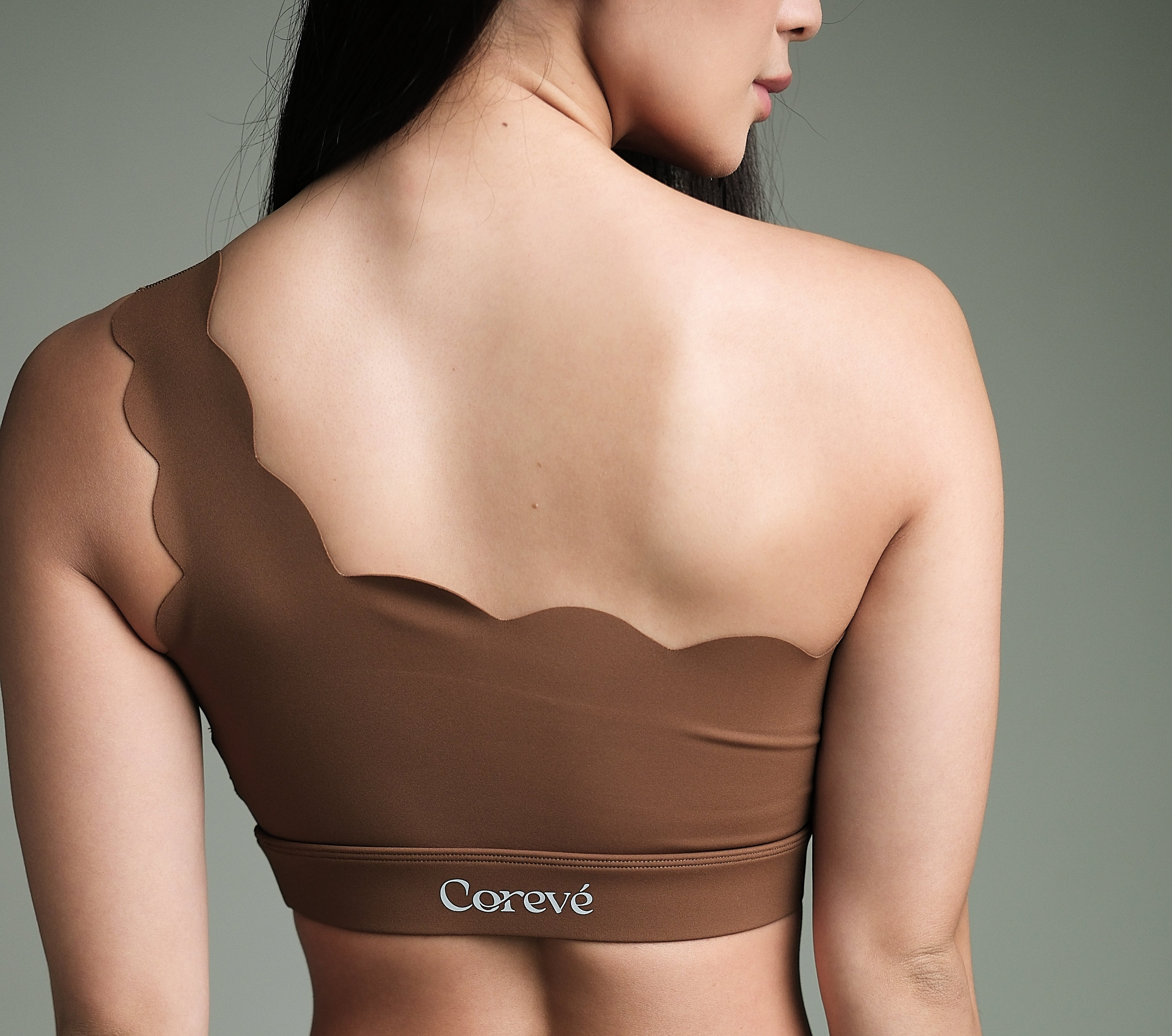CORE LUXE ONE SHOULDER TOP CHESTNUT