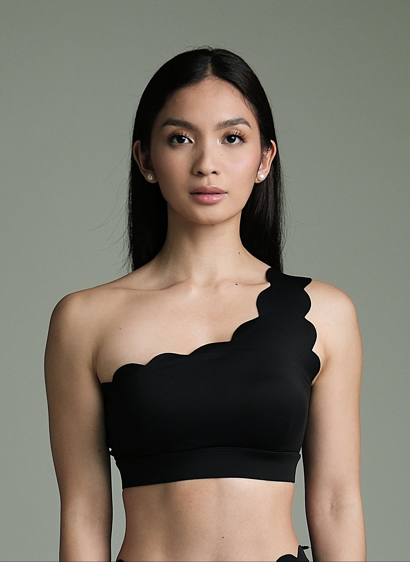 CORE LUXE ONE SHOULDER CHARCOAL