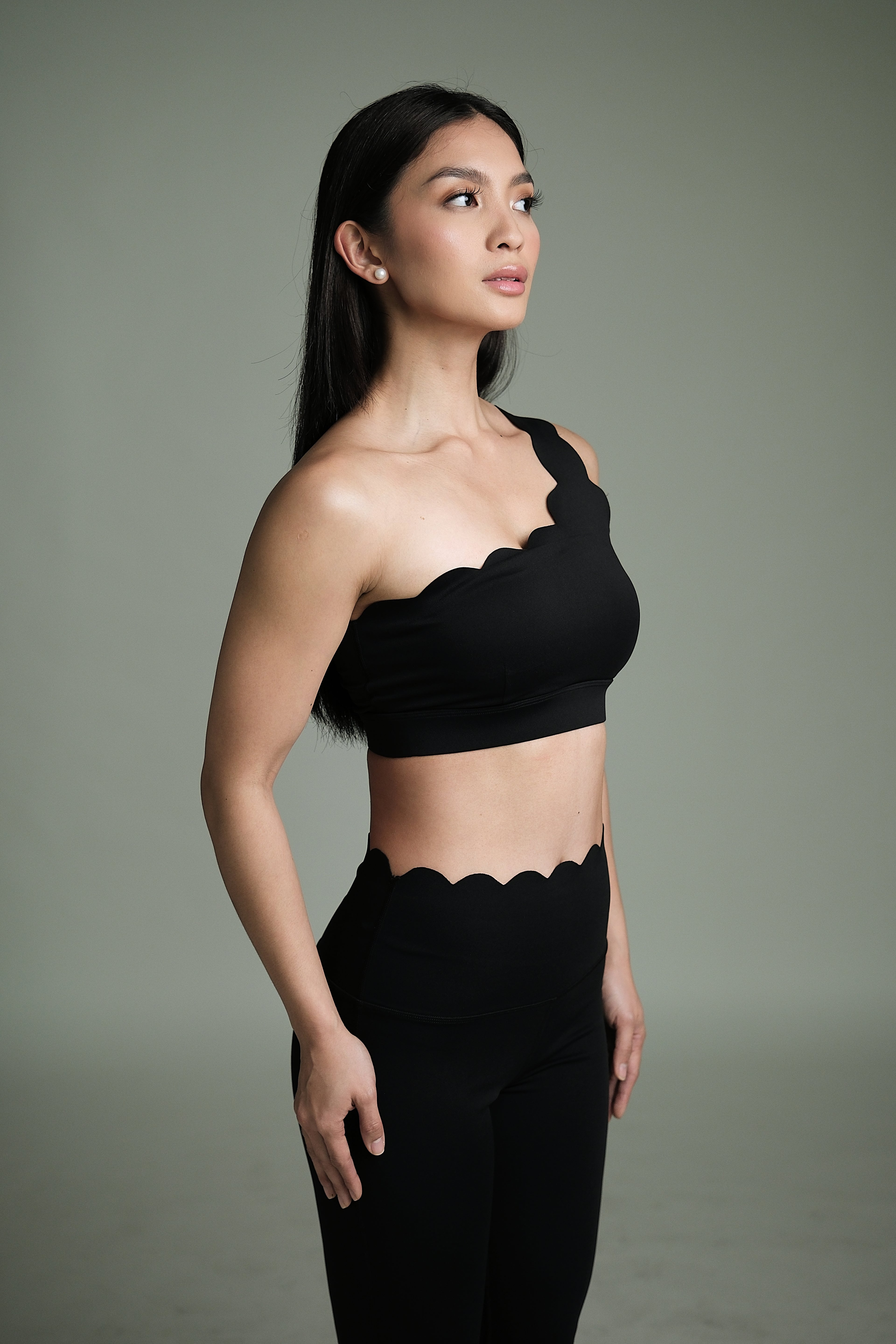 CORE LUXE ONE SHOULDER CHARCOAL
