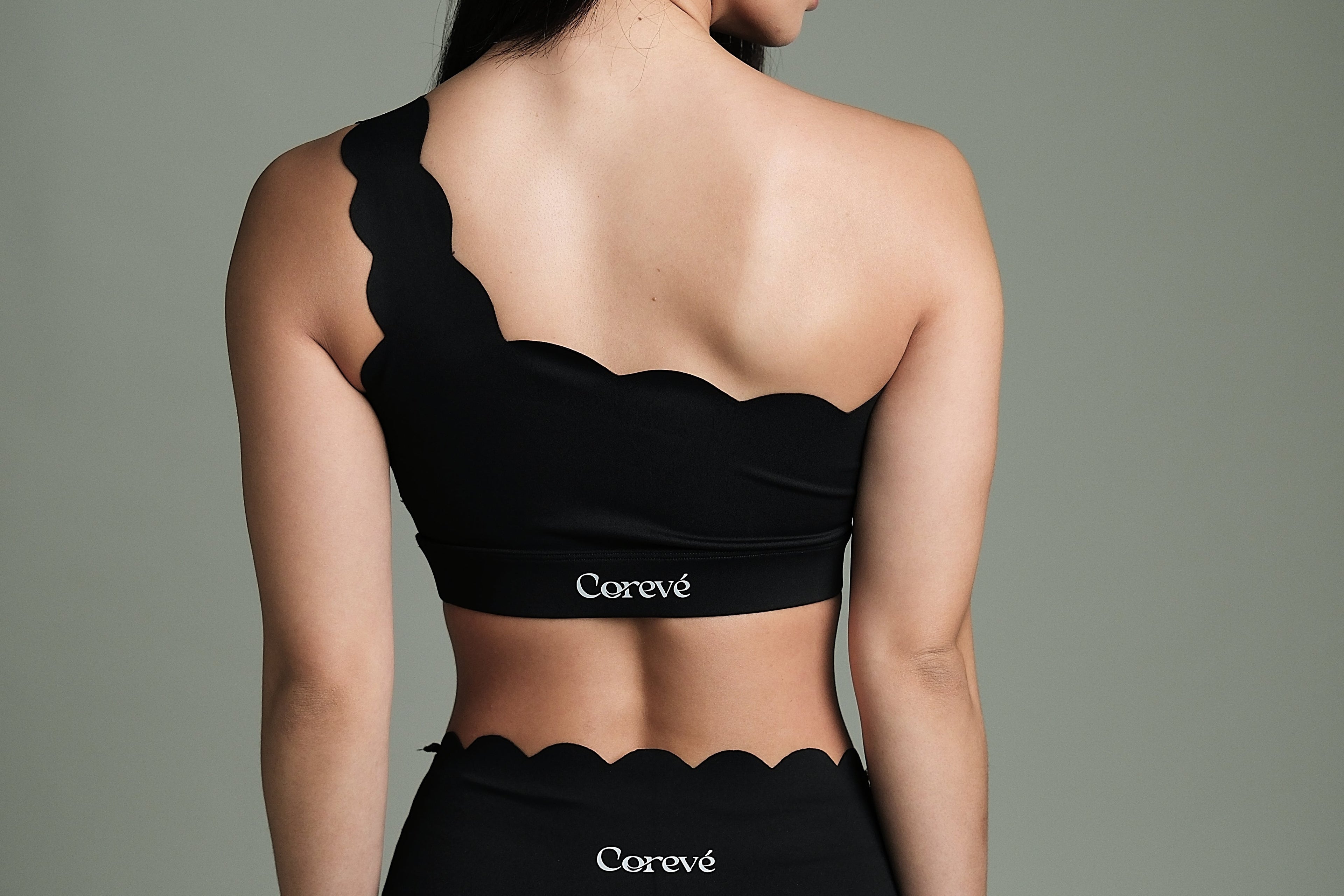 CORE LUXE ONE SHOULDER CHARCOAL