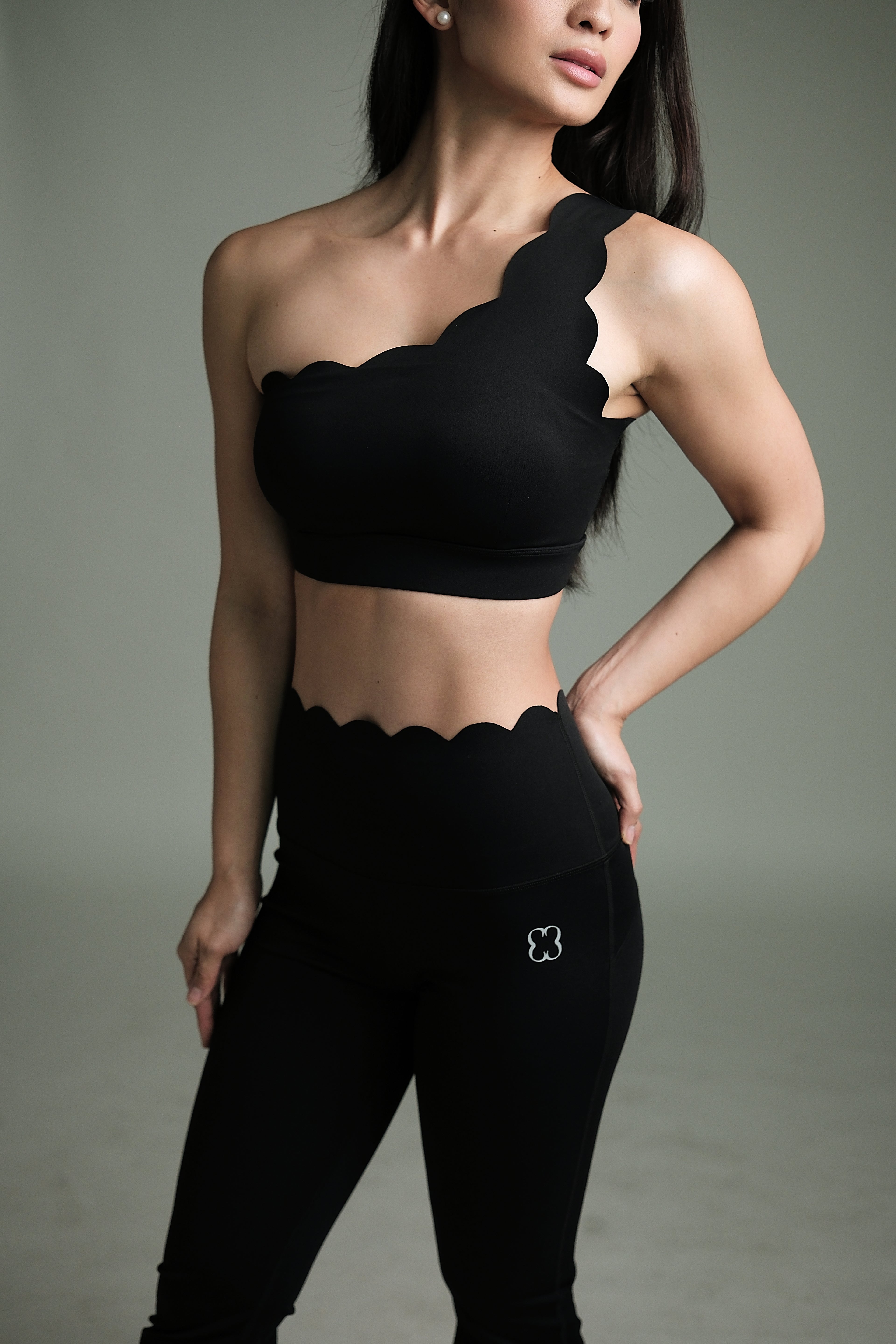 CORE LUXE ONE SHOULDER CHARCOAL