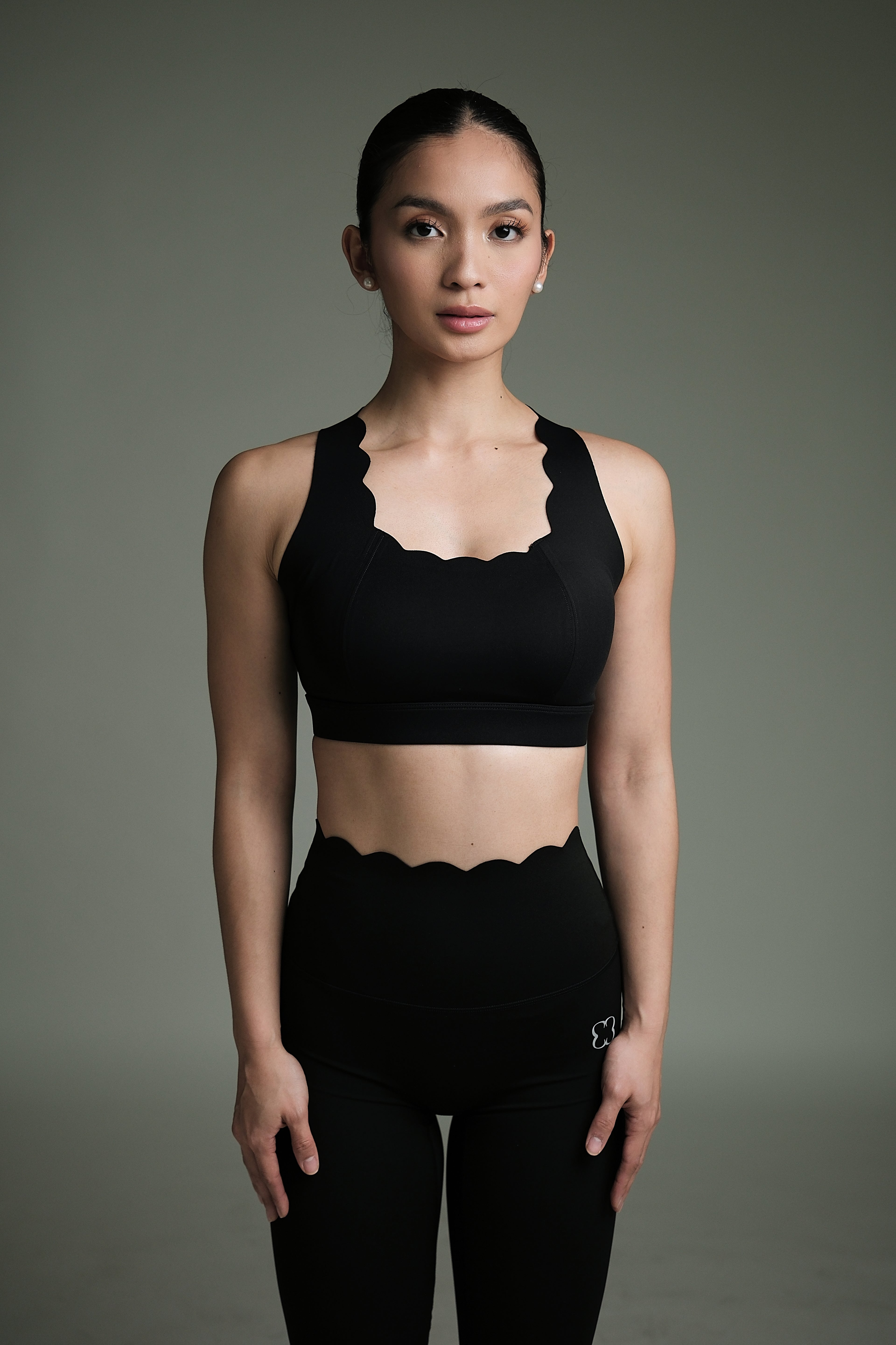 CORE LUXE CROSSBACK TOP CHARCOAL