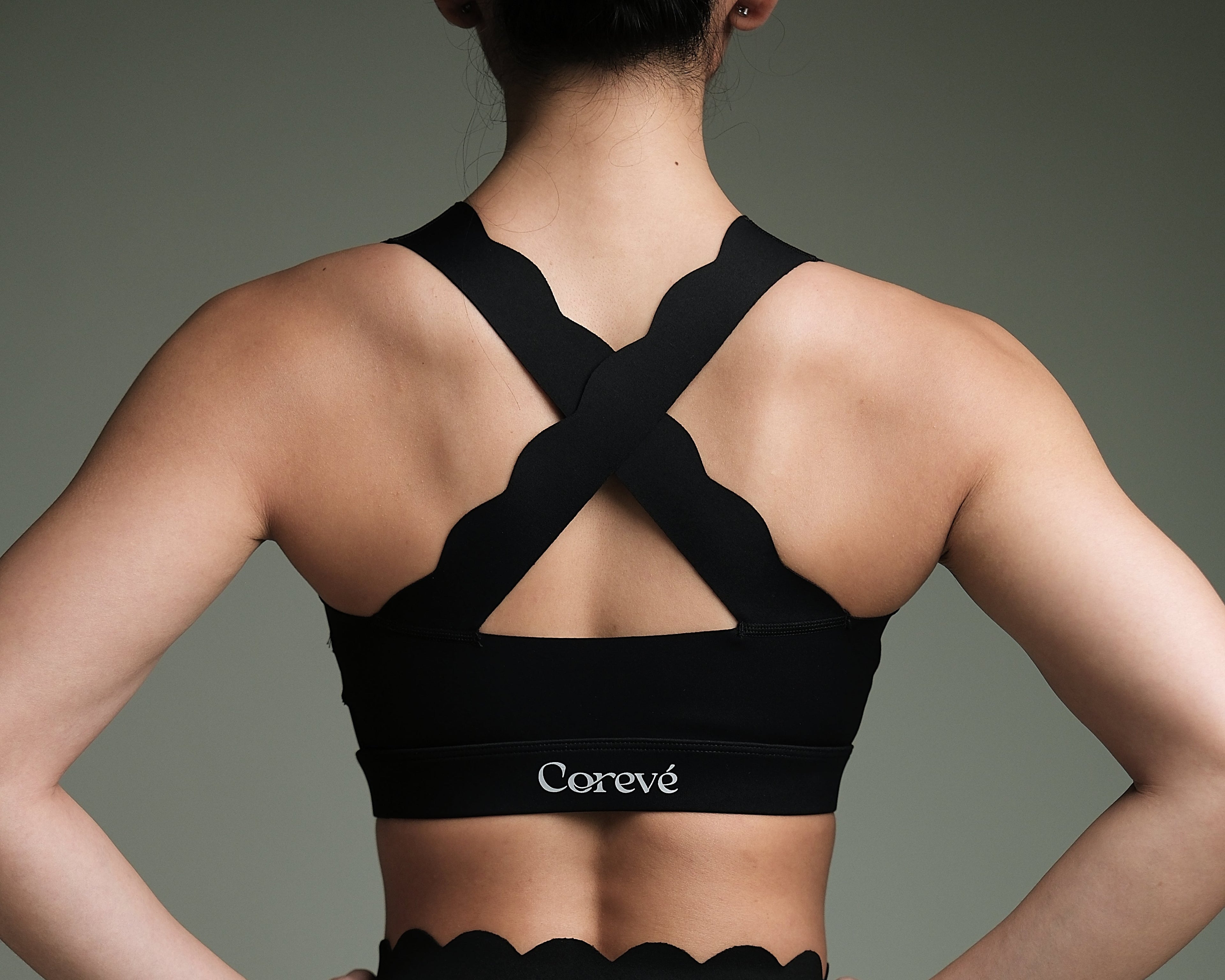CORE LUXE CROSSBACK TOP CHARCOAL